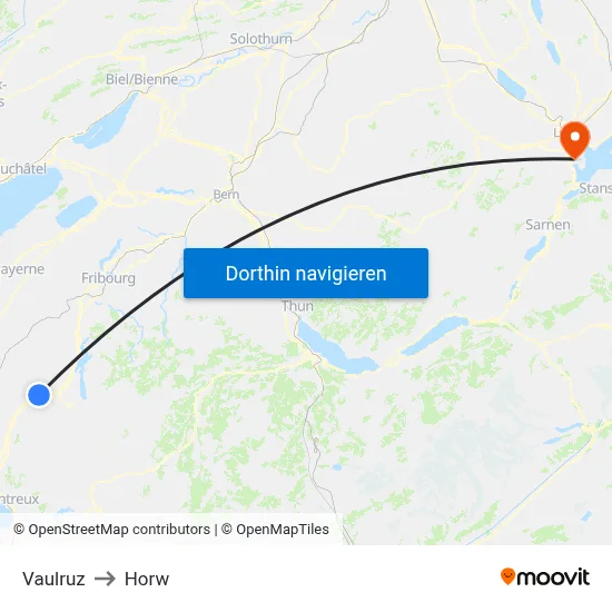 Vaulruz to Horw map
