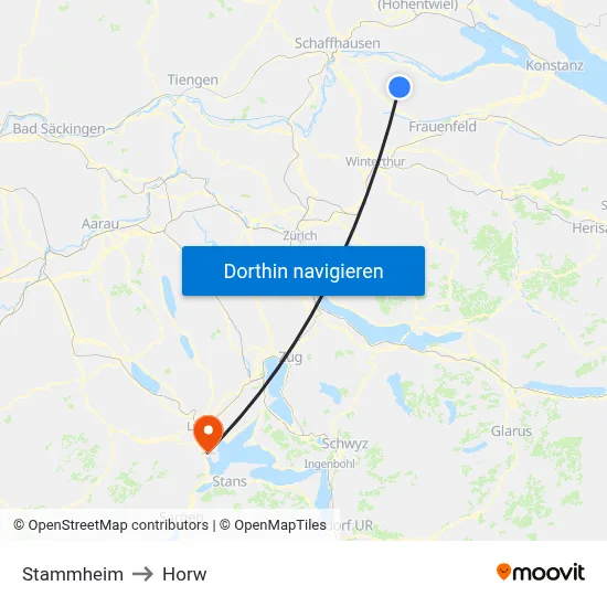 Stammheim to Horw map