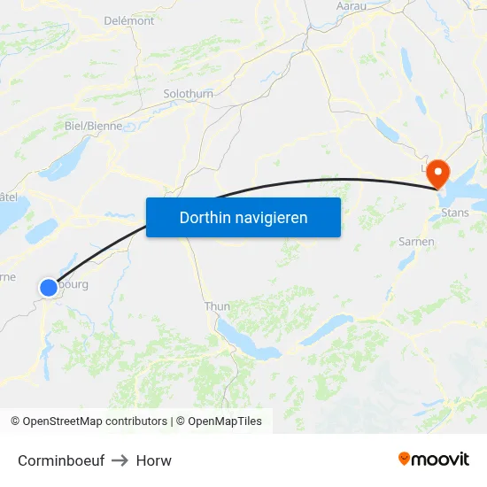 Corminboeuf to Horw map