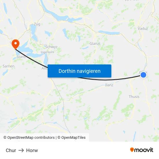 Chur to Horw map
