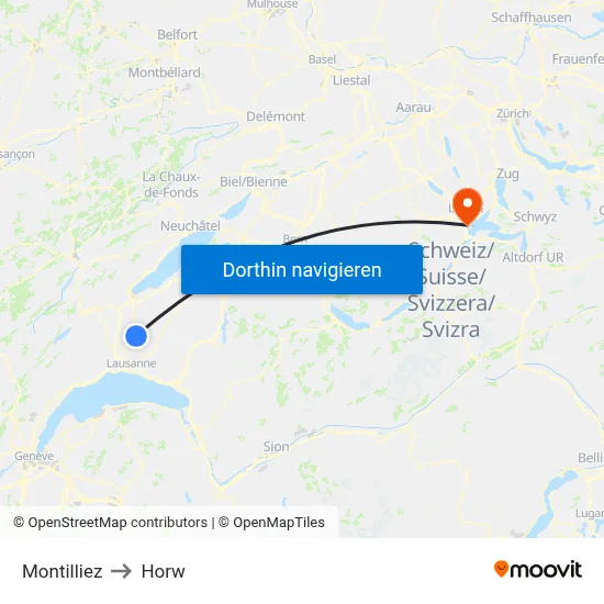 Montilliez to Horw map