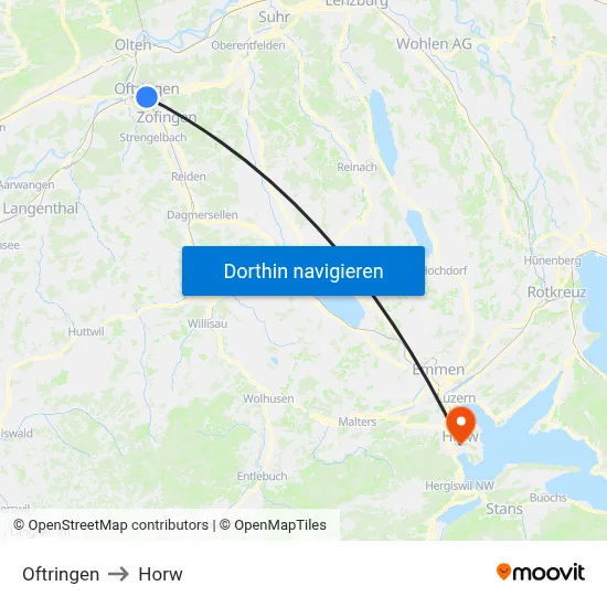Oftringen to Horw map