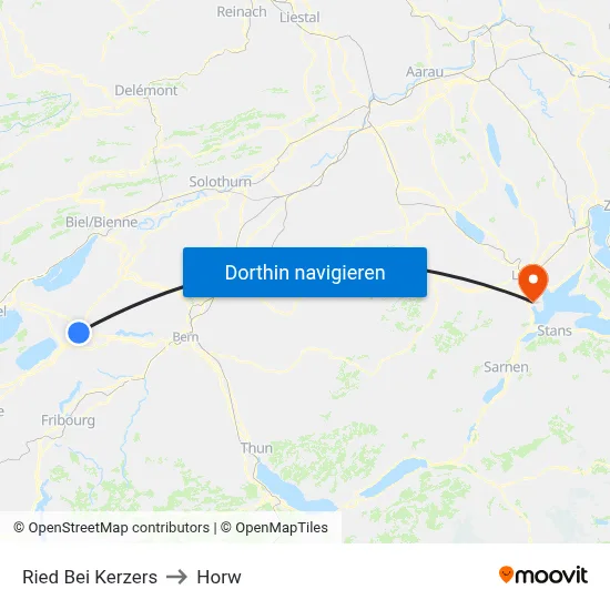 Ried Bei Kerzers to Horw map