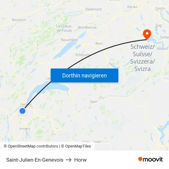 Saint-Julien-En-Genevois to Horw map