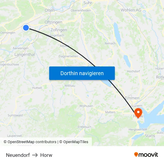 Neuendorf to Horw map