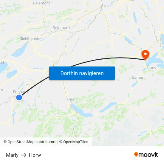 Marly to Horw map