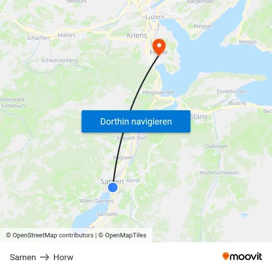 Sarnen to Horw map
