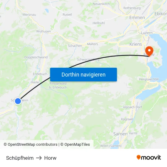 Schüpfheim to Horw map