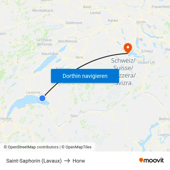 Saint-Saphorin (Lavaux) to Horw map