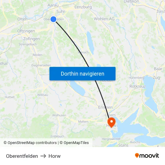 Oberentfelden to Horw map