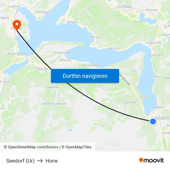 Seedorf (Ur) to Horw map