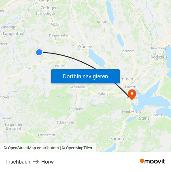 Fischbach to Horw map