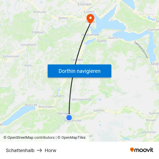 Schattenhalb to Horw map