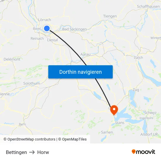 Bettingen to Horw map
