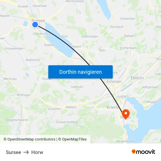 Sursee to Horw map