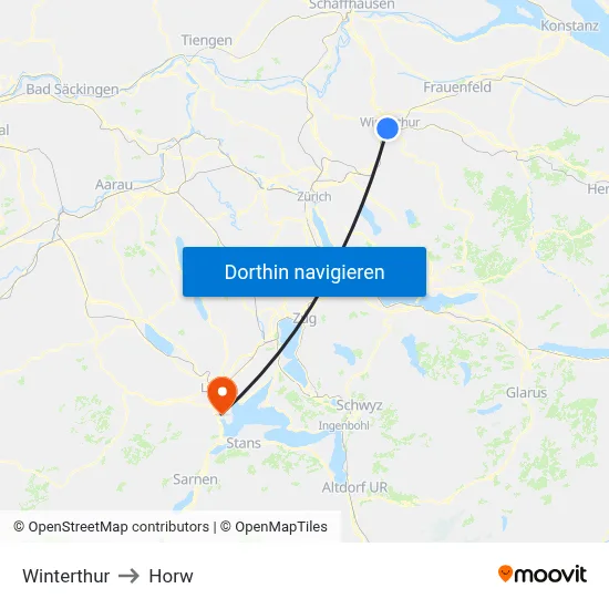 Winterthur to Horw map