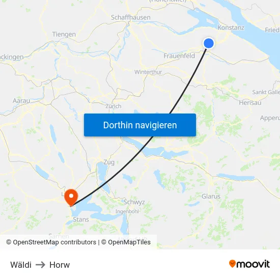 Wäldi to Horw map