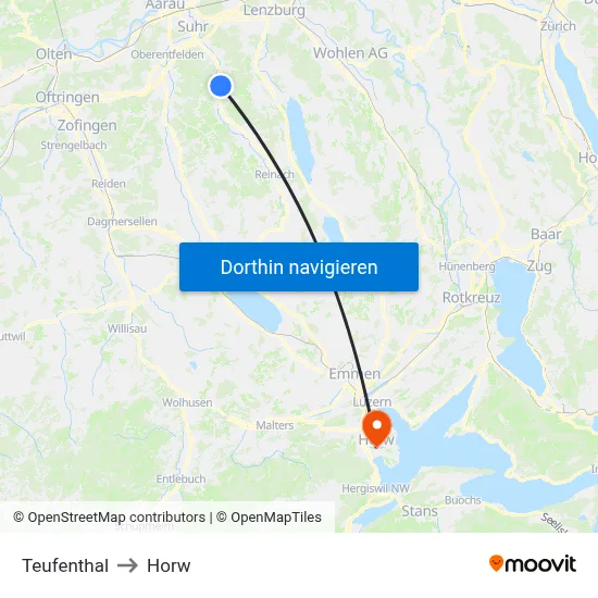 Teufenthal to Horw map