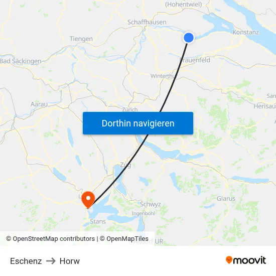 Eschenz to Horw map