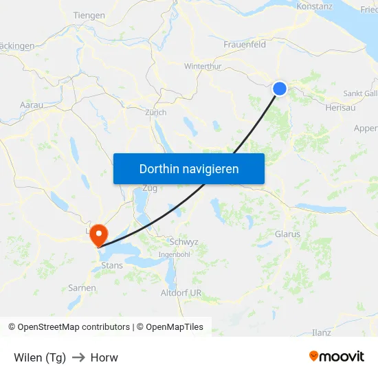 Wilen (Tg) to Horw map