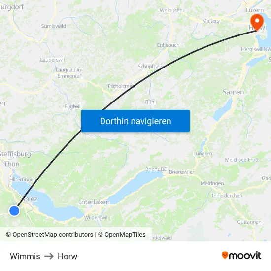 Wimmis to Horw map