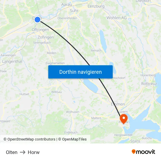 Olten to Horw map