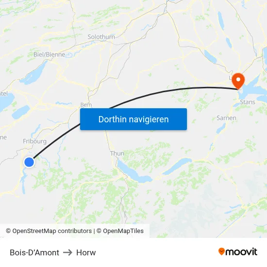 Bois-D’Amont to Horw map