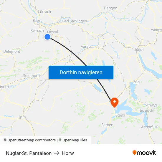 Nuglar-St. Pantaleon to Horw map