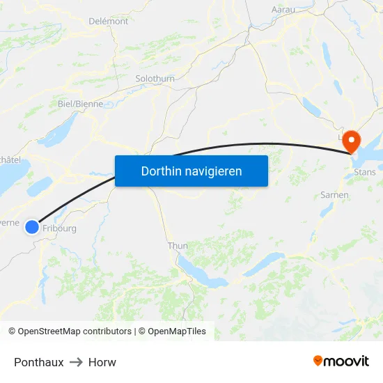 Ponthaux to Horw map