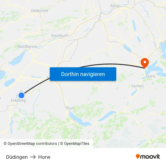 Düdingen to Horw map