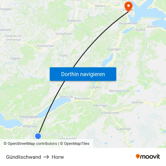 Gündlischwand to Horw map