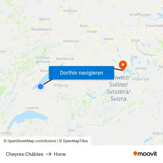 Cheyres-Châbles to Horw map