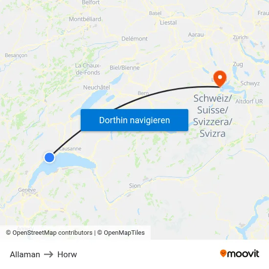 Allaman to Horw map