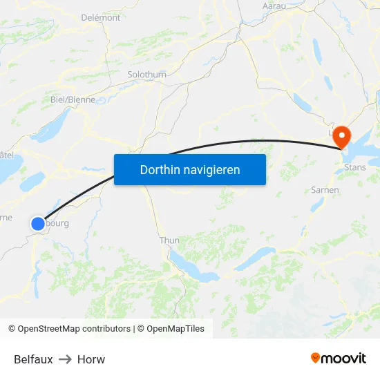 Belfaux to Horw map