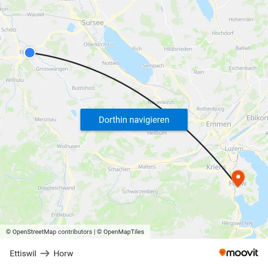 Ettiswil to Horw map