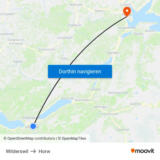 Wilderswil to Horw map