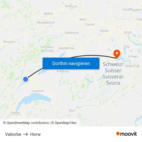 Vallorbe to Horw map