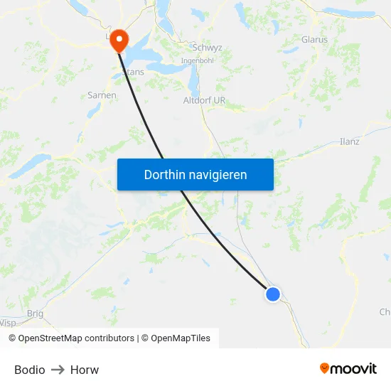 Bodio to Horw map