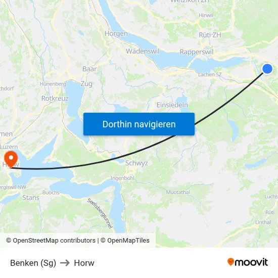 Benken (Sg) to Horw map