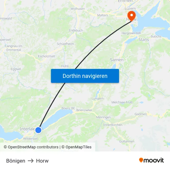 Bönigen to Horw map