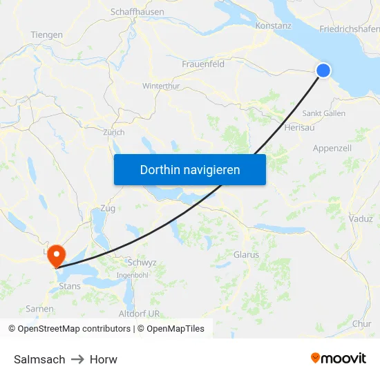 Salmsach to Horw map