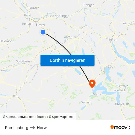 Ramlinsburg to Horw map