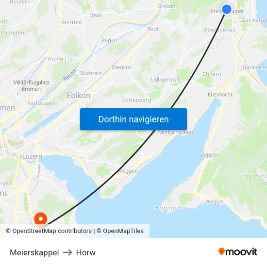 Meierskappel to Horw map