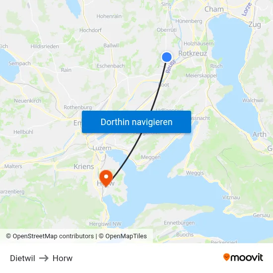 Dietwil to Horw map