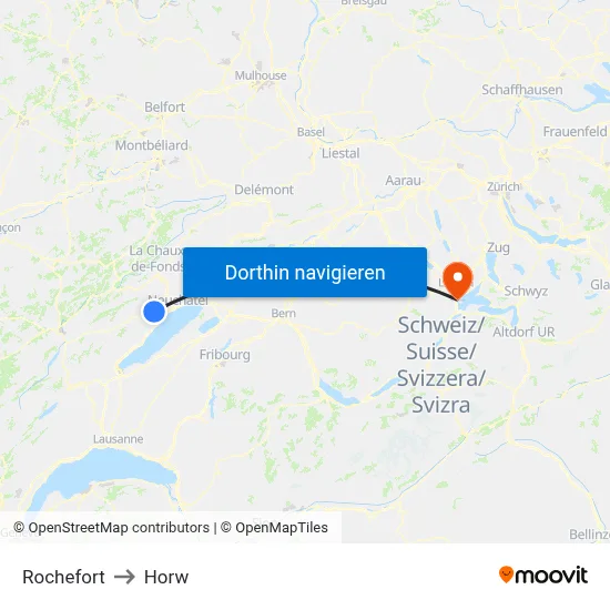 Rochefort to Horw map