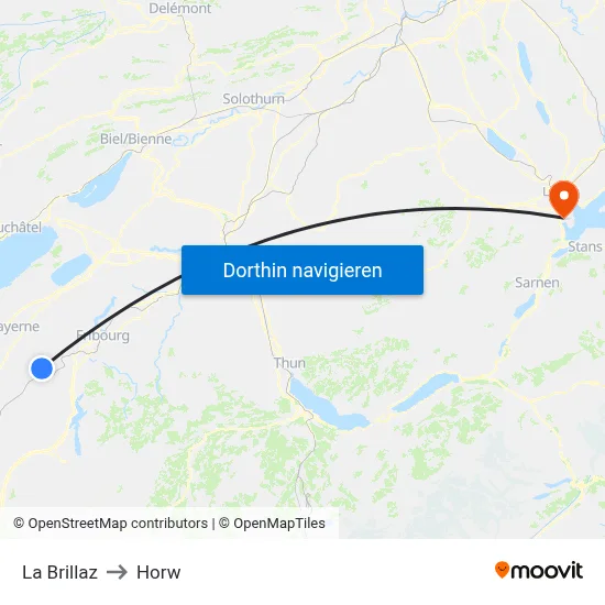 La Brillaz to Horw map