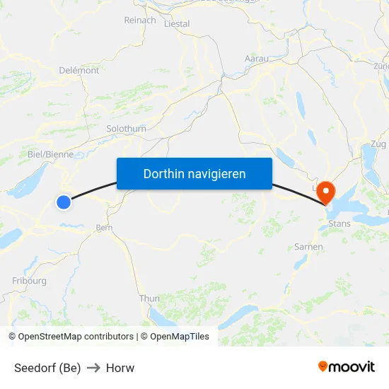 Seedorf (Be) to Horw map