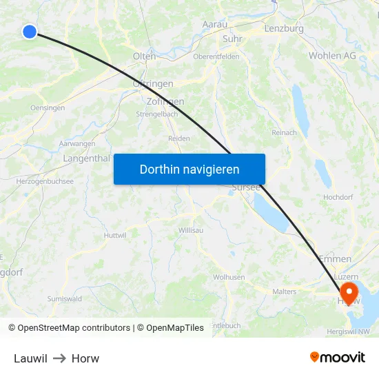 Lauwil to Horw map