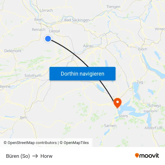 Büren (So) to Horw map