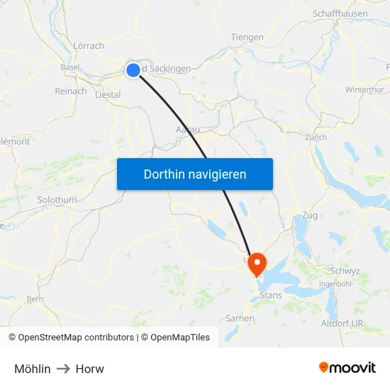 Möhlin to Horw map